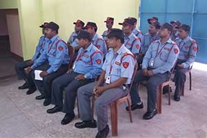 security personnel in pvs gathered for a meeting.